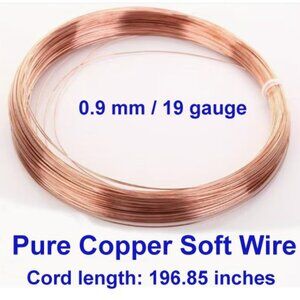 Pure Copper Wire 0.9 mm / 19 gauge Cord length: 196.85 inches